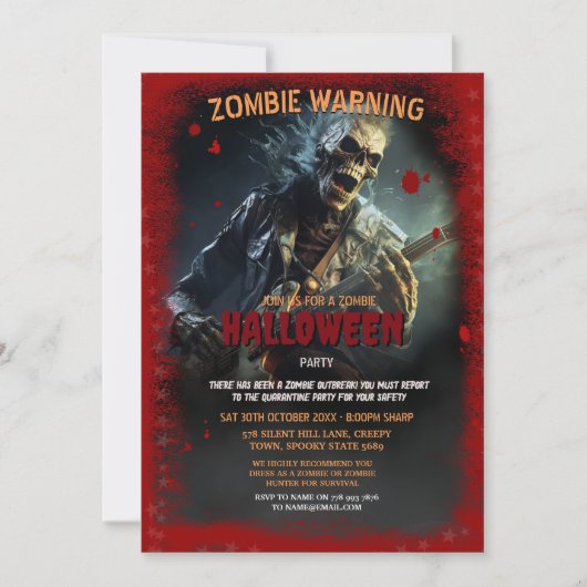 Rock Zombie Halloween-Party Einladung (Vorderseite)