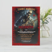 Rock Zombie Halloween-Party Einladung (Stehend Vorderseite)