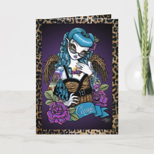 Rockabilly Baby Tattoo Angel Grußkarte Karte (Vorderseite)