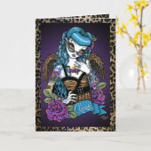 Rockabilly Baby Tattoo Angel Grußkarte Karte (Gelbe Blume)