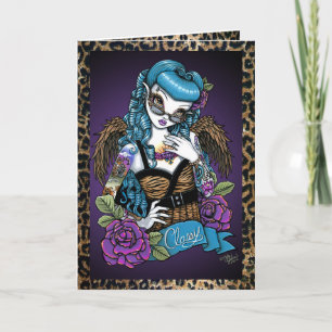 Rockabilly-Baby-Tattoo-Engel-Grußkarte Karte