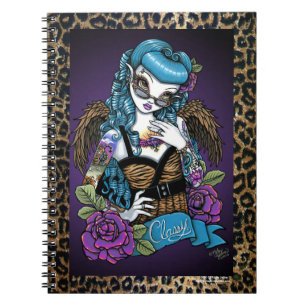 Rockabilly-Baby-Tattoo-Leopard-Engel-Notizbuch Notizblock