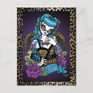 Rockabilly-Baby-Tattoo-Leopard-Engel-Postkarte Postkarte
