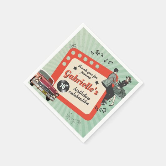 Rockabilly Birthday Party Serviette (Ecke)