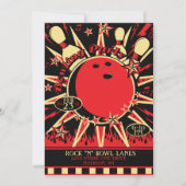 Rockabilly Bowling Party Einladung (Vorderseite)