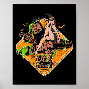 Rockabilly Button-up Girl Hexe Rock Music Hallowee Poster