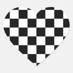Rockabilly Checkerboard Herz-Aufkleber
