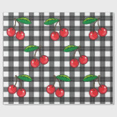 Rockabilly Cherries aus den 50er Jahren auf Schwar Geschenkpapier (Flach)