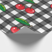 Rockabilly Cherries aus den 50er Jahren auf Schwar Geschenkpapier (Ecke)