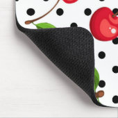 Rockabilly Cherries Polka Dots on White Mousepad (Ecke)