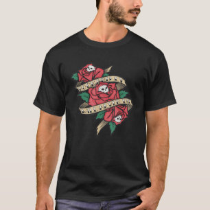 Rockabilly Die niemals schädelige Rose im Tattoo-S T-Shirt