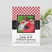 Rockabilly FOTO Wedding RED Punkts Schwarz Einladung (Stehend Vorderseite)