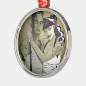 Rockabilly Frank und Braut Silbernes Ornament (Links)