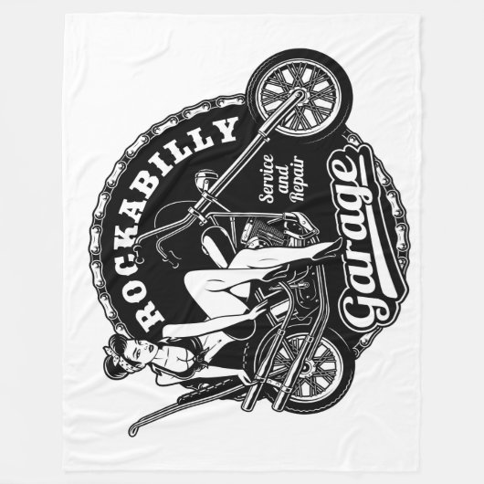 Rockabilly Garage Button Up Girl Fleecedecke (Vorderseite)