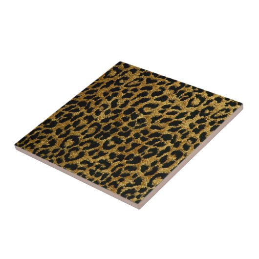 Rockabilly Gold Black Leopard Print Keramik Tile Fliese (Seite)