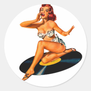 Rockabilly-Göttin Runder Aufkleber