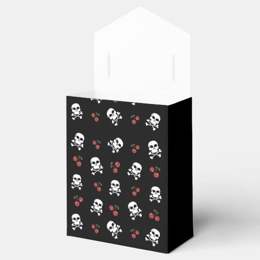 Rockabilly Halloween Skulls Cherries Gefälligkeits Geschenkschachtel (Geöffnet)