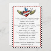 Rockabilly Heart Tattoo Style Goth Wedding Einladung (Vorne/Hinten)