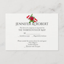 Rockabilly Hearts and Rose Wedding Response Card