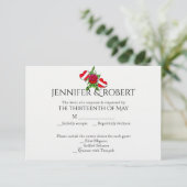 Rockabilly Hearts and Rose Wedding Response Card RSVP Karte (Stehend Vorderseite)