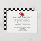 Rockabilly Hearts and Rose Wedding Response Card RSVP Karte (Vorne/Hinten)