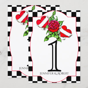 Rockabilly Hearts Rose Hochzeit Tischnummer