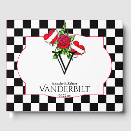 Rockabilly Hearts Rose Wedding Guest Book Gästebuch