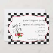 Rockabilly Hearts und Rose Hochzeit Speichern Sie  Save The Date (Vorderseite)