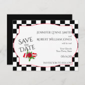 Rockabilly Hearts und Rose Hochzeit Speichern Sie  Save The Date (Vorne/Hinten)