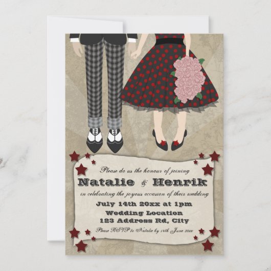 Rockabilly Hochzeit, 12x18 wedding * Einladung (Vorderseite)