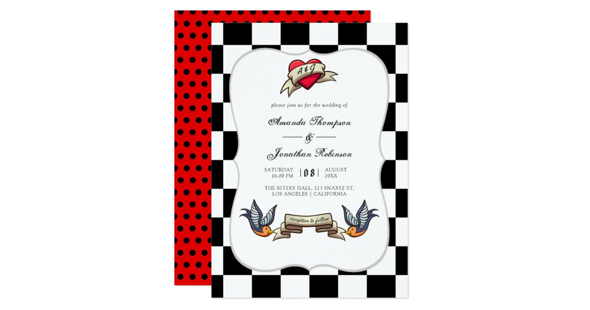 Rockabilly Hochzeit Einladung Zazzle.de