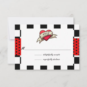 Rockabilly-Hochzeit RSVP Karte