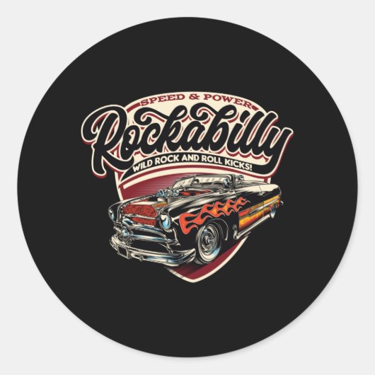 Rockabilly Hotrod Speed Flames - Nebel Runder Aufkleber (Vorderseite)