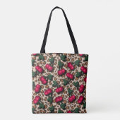 Rockabilly Kirschen auf Leopard-Druck Tasche (Rückseite)