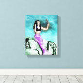 Rockabilly Mermaid Print Leinwanddruck (Insitu (Holzboden))