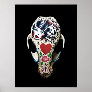 Rockabilly Painted Skull Poster