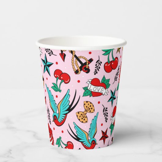 Rockabilly-Papier-Becher Pappbecher (Rückseite)