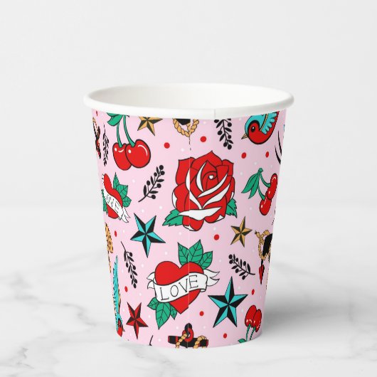 Rockabilly-Papier-Becher Pappbecher (Rechts)