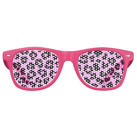 Rockabilly Pink Leopard Print Retro Partybrille (Vorderseite)