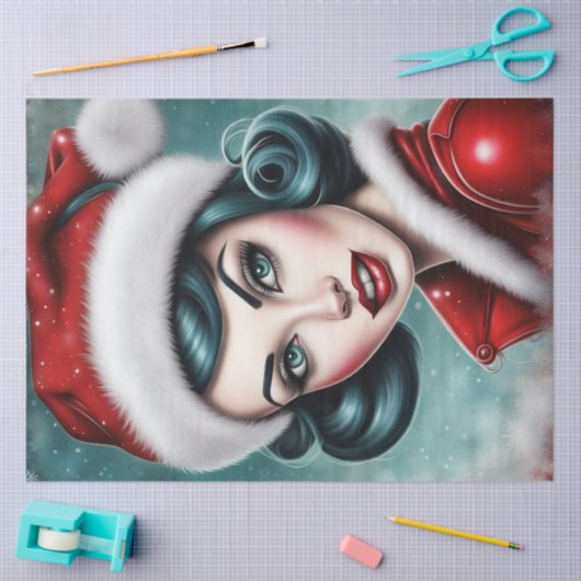 Rockabilly Pinup Christmas Decoupage Seidenpapier (Basteln)