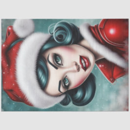 Rockabilly Pinup Christmas Decoupage Seidenpapier