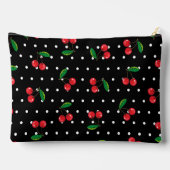 Rockabilly Polka Dots and Cherries Monogram Zubehörtasche (Rückseite)