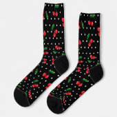 Rockabilly Polka Dots and Red Cherries Pattern Socken (Linkes Detail)