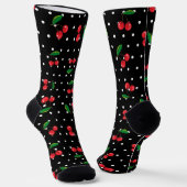 Rockabilly Polka Dots and Red Cherries Pattern Socken (Gewinkelt)