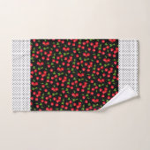 Rockabilly Polka Dots & Cherries auf schwarz Badhandtuch Set (Handtuch)