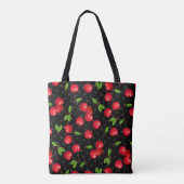 Rockabilly Polka Dots & Cherries auf schwarz Tasche (Rückseite)