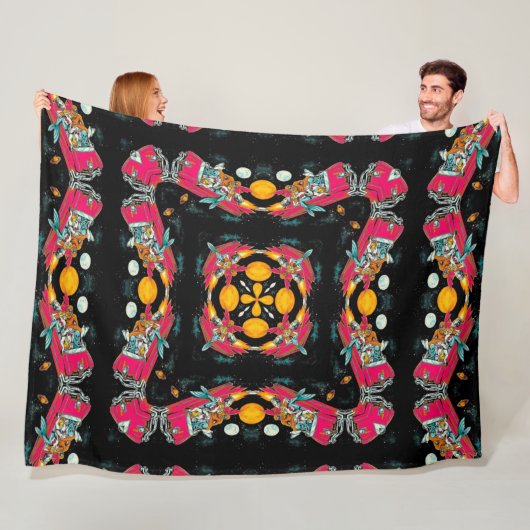 Rockabilly psychedelischer alien-Raum-FahrMandala Fleecedecke (Beispiel)