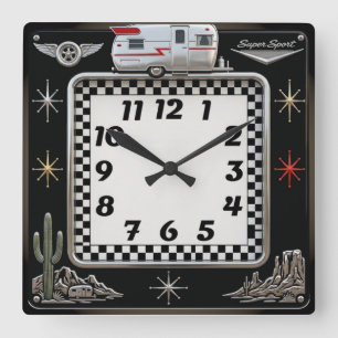 Rockabilly Quadratische Wanduhr