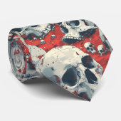 Rockabilly Red Skull Halloween Gothic Trauzeuge Krawatte (Gerollt)