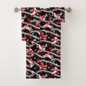 Rockabilly Retro Roller Skaten Badhandtuch Set (Insitu)